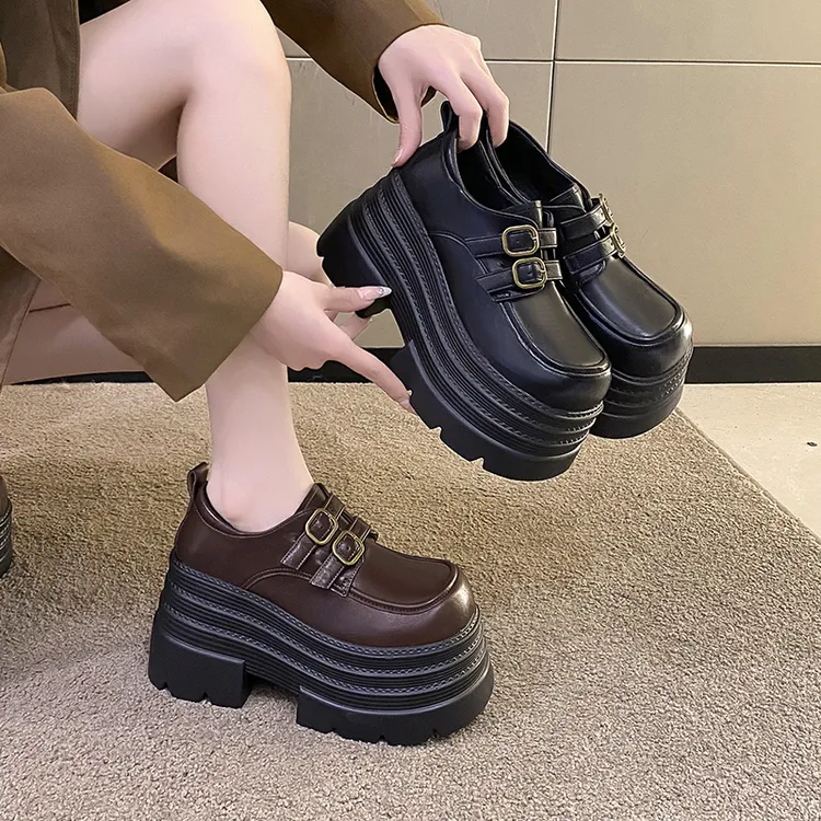 小个子乐福鞋女英伦厚底增高小皮鞋2025新款秋季百搭复古单鞋10cm