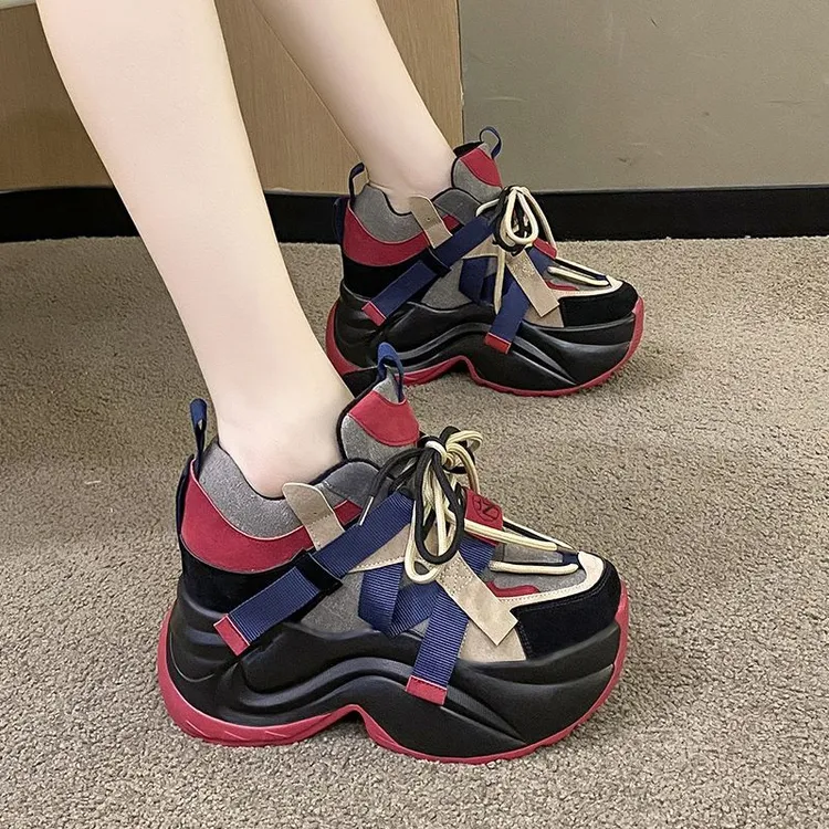 内增高单鞋女网红厚底休闲运动鞋2025新款小个子百搭老爹鞋女爆款