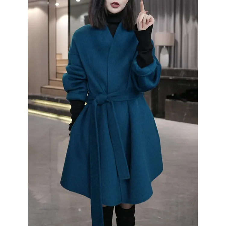 高端双面毛呢外套女2025秋冬季新款时尚韩版宽松显瘦呢子大衣