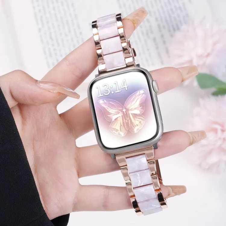 适用applewatchS10/S11手表带iwatchS9/8金属树脂苹果手表7女智能