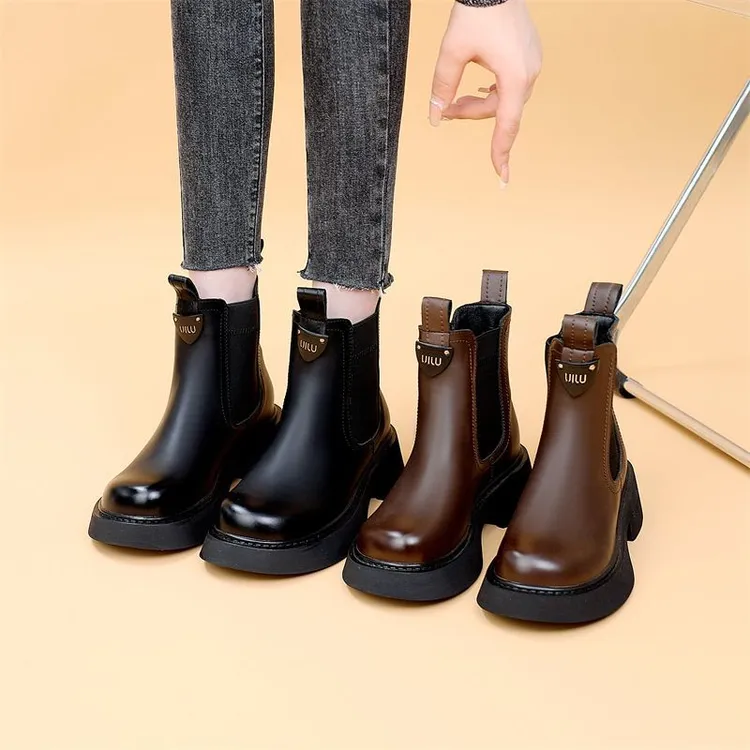 2024女秋冬季新款女鞋英伦马丁切尔西靴厚底洋气短靴