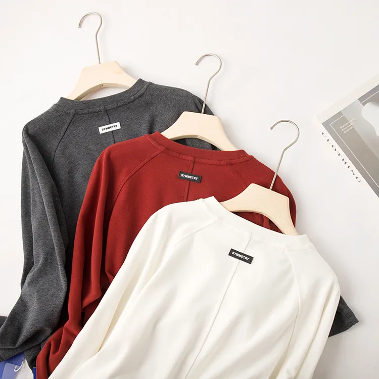 吴小越w757男童秋冬圆领套头百搭韩版t恤长袖中大童儿童打底衫