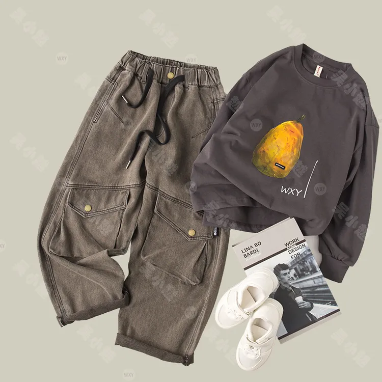 吴小越w614男童牛仔裤工装痞帅男孩秋装新款长裤春秋款大童