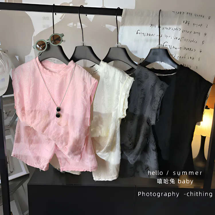 夏季套装男女童国风济公破洞背心套装夏季新款薄款酷帅时尚韩系