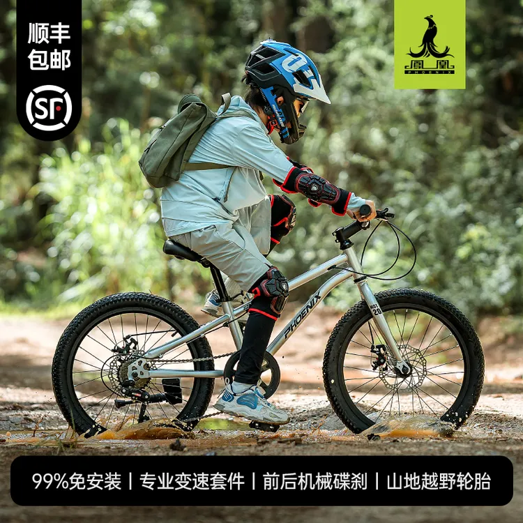 凤凰儿童自行车6-12-15岁男孩女孩中大童变速山地脚踏单车小学生