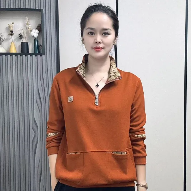 2025韩版卫衣秋季新款洋气拉链外穿妈妈女款长袖休闲上衣女