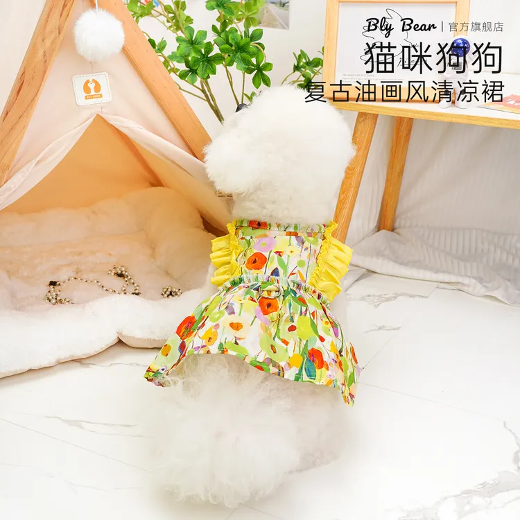 【复古油画风清凉裙】猫咪狗狗夏季蓬蓬裙子棉柔透气防掉毛金渐层