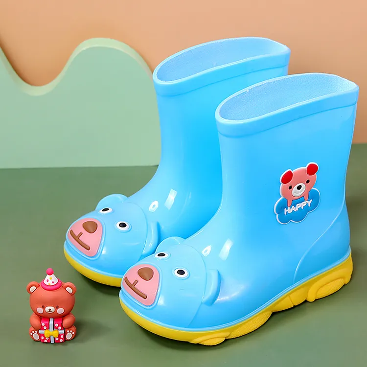 宝宝雨鞋男短筒小熊儿童童女童雨靴防滑防水幼儿卡通束口学生水鞋