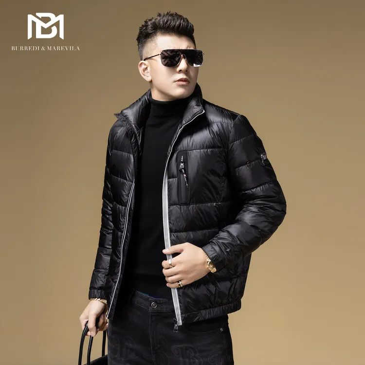 BM撞色门襟设计感高端羽绒服男2023新款冬季保暖上衣潮牌男士外套