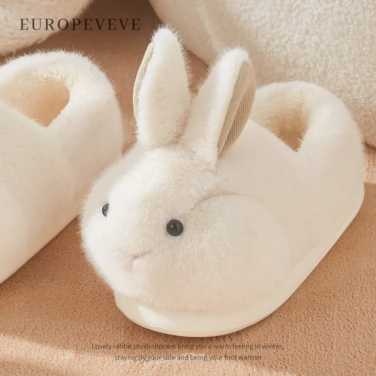 卡通兔子棉鞋女冬天冬季情侣家居家用学生室内软底毛加厚包跟拖鞋