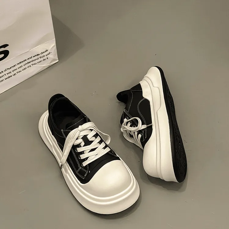 小众大头鞋女2024百搭板鞋新款丑萌板鞋厚底增高复古休闲鞋