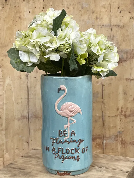 复古火烈鸟陶瓷花瓶客厅装饰干花插花水培花器桌面摆件