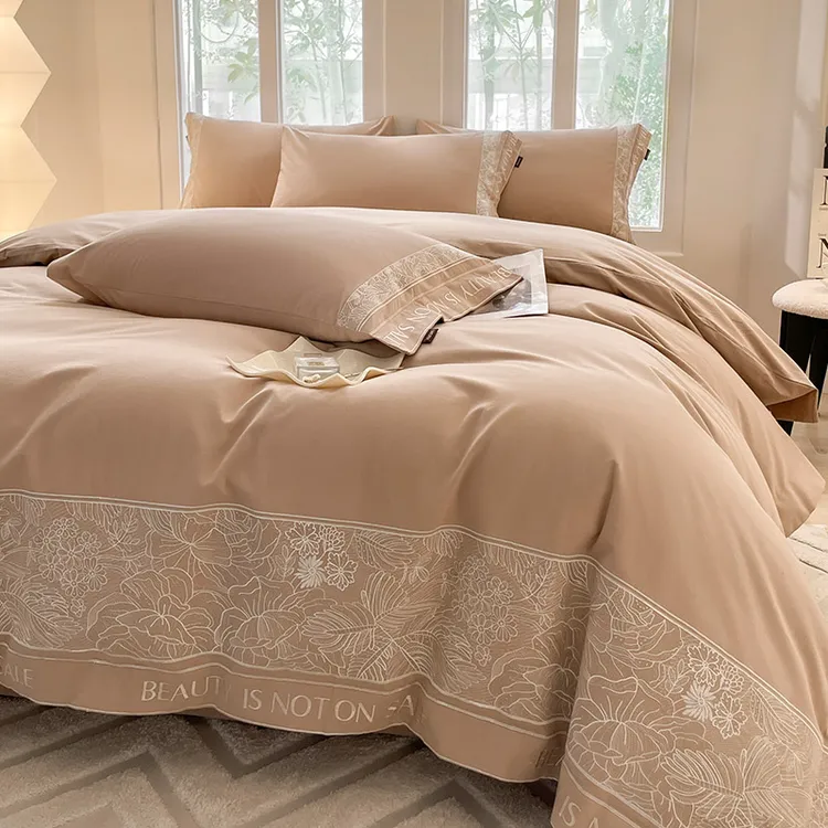 新款【A类母婴级全棉】加厚磨毛四件套纯棉保暖长绒棉刺绣床上用品