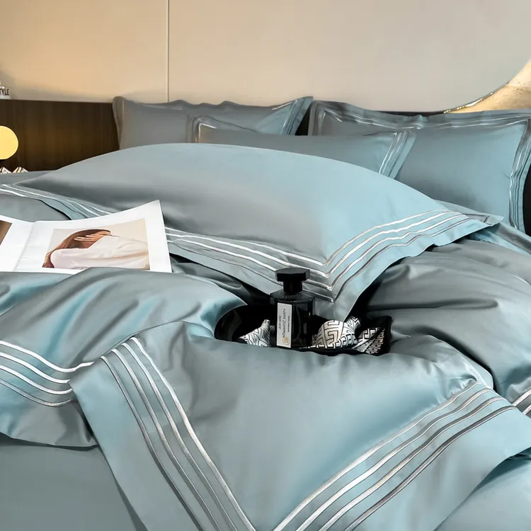 新款-巴洛克-全棉高端刺绣宽边工艺款四件套100%纯棉床上用品套件