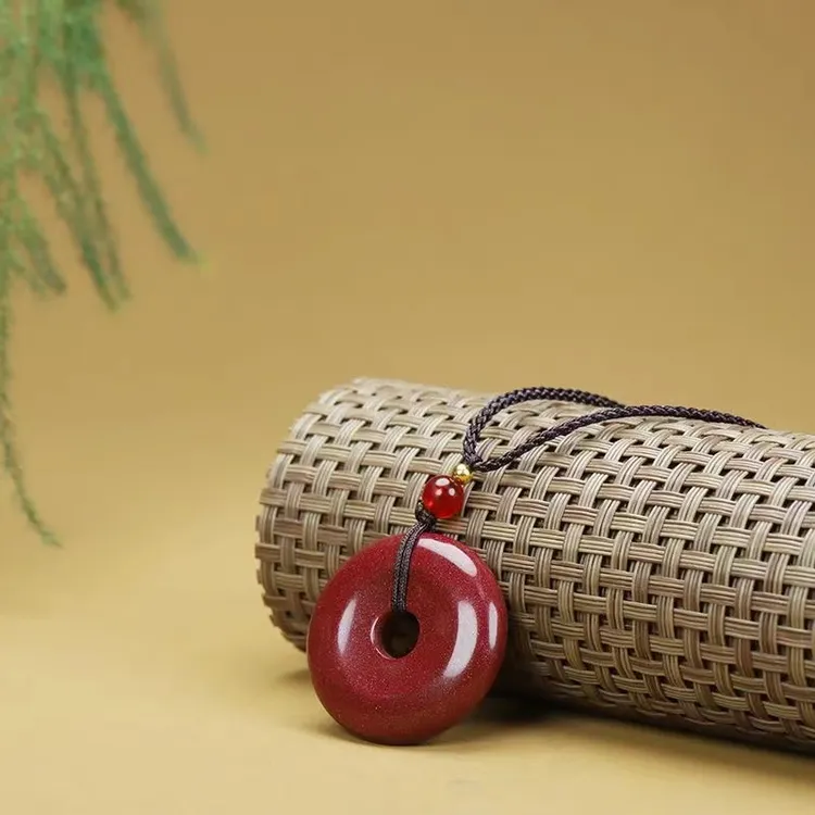 含辰砂工艺品含辰砂工艺品朱砂平安扣吊坠男女挂件直径25MM