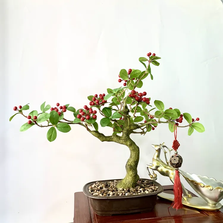 新中式花艺仿真富贵果树盆栽摆放家居摆件玄关新年喜庆精致装饰