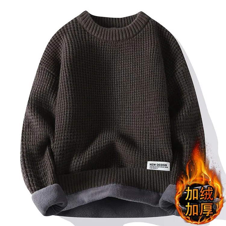 毛衣男冬季2025新款加绒加厚针织衫男内搭冬装打底衫青少年上衣服