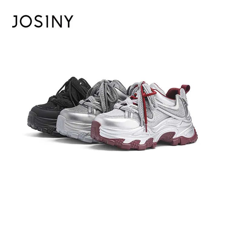 卓诗尼2024新款爆款时尚百搭老爹鞋女秋冬加绒休闲运动女士休闲鞋