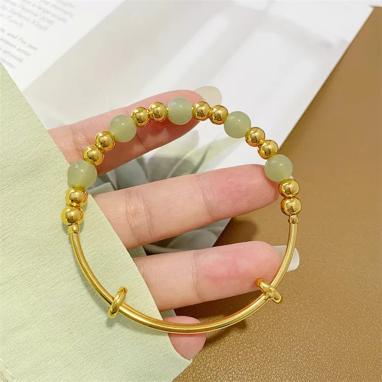 铜合金手镯 铜合金手镯 串珠手环首饰品推拉转运珠手镯女久不掉色