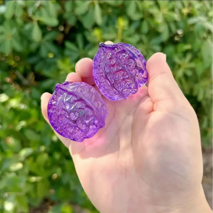 实心七彩水晶琉璃核桃摆件手把件家用把玩手捏创意纯手工时尚家居