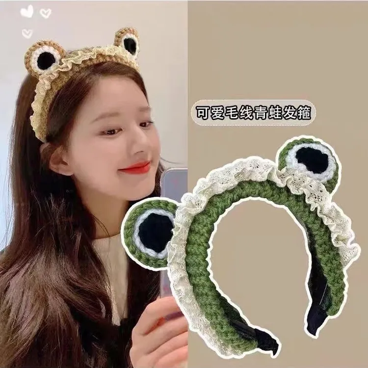 赵露思青蛙可爱发箍女卡通时尚眼睛洗脸压发防滑针织发卡头箍头饰