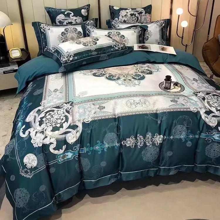 欧式贡缎四件套提花加数码印花亲肤凉感简约轻奢时尚