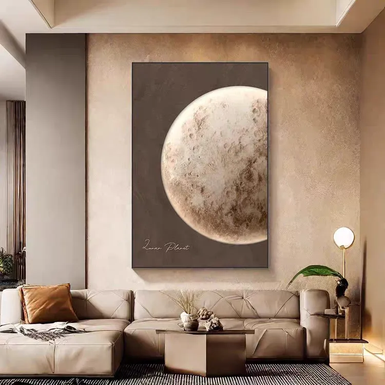 【水沐】皓月星辰月球现代轻奢沙发背景装饰画客厅挂画玄关走廊挂画