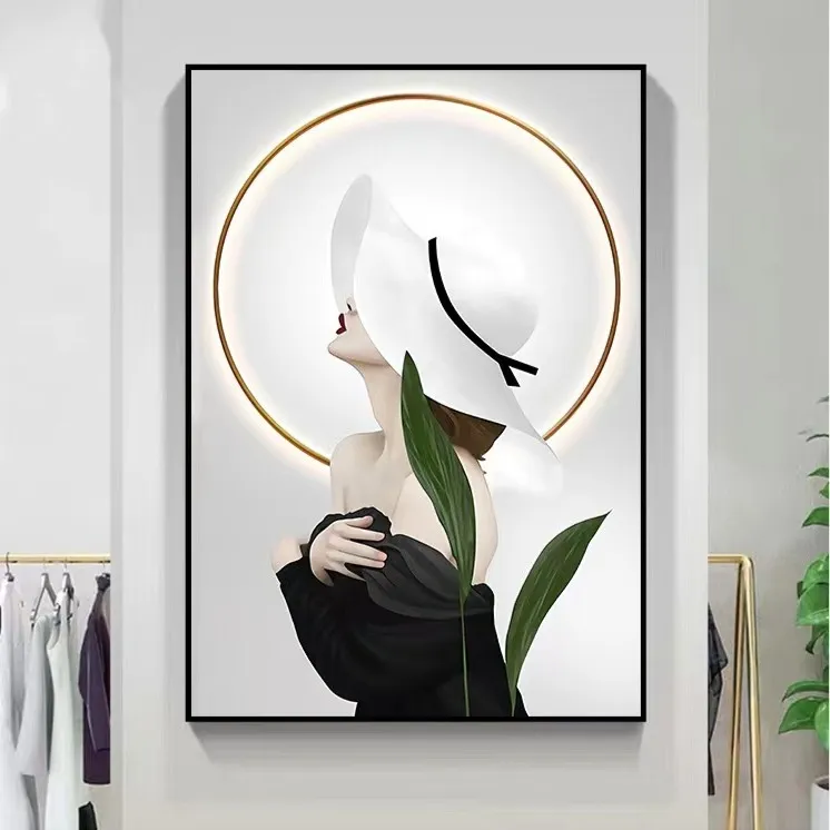 【水沐】绿植女郎沙发背景画发货系列玄关画走廊端景现代美女高端画