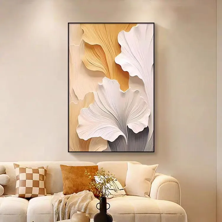 水沐轻舞银杏高级现代轻奢风格沙发背景生活挂画玄关画走廊端景画