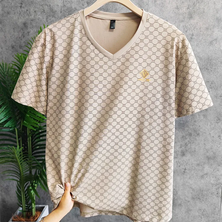 胖子加肥加大码短袖男夏季大肚腩宽松半袖冰爽棉轻奢弹力T恤XXXL