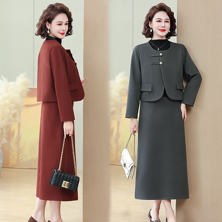 妈妈喜服婚宴2024新款喜婆婆结婚礼服十一中老年女连衣裙两件套装