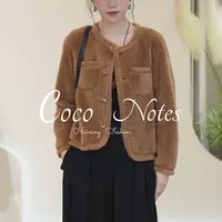 COCO NOTES【短款小香】2315款韩系小香风高级驼羊羔毛外套