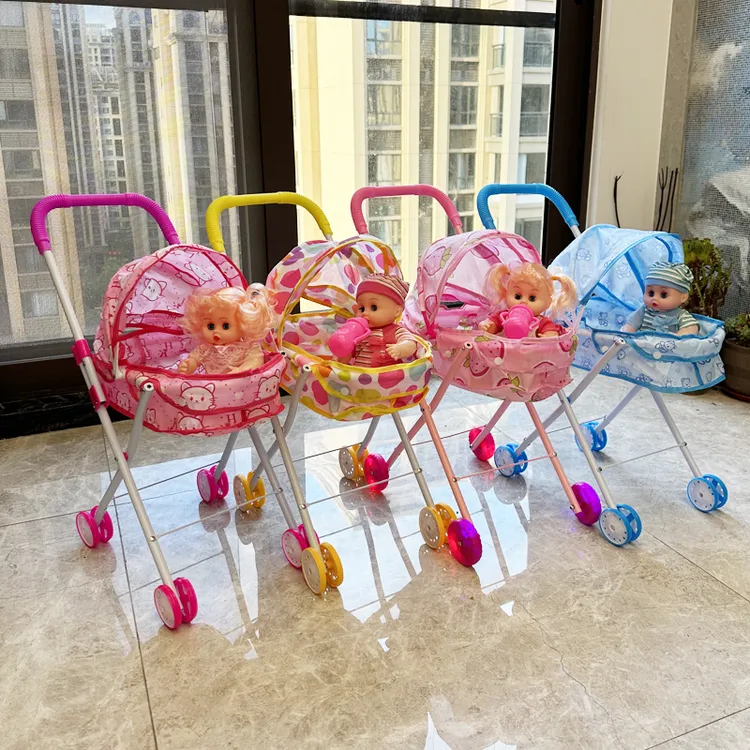 儿童玩具购物推车带娃娃发光声女孩童过家家玩具宝宝生日礼物折叠