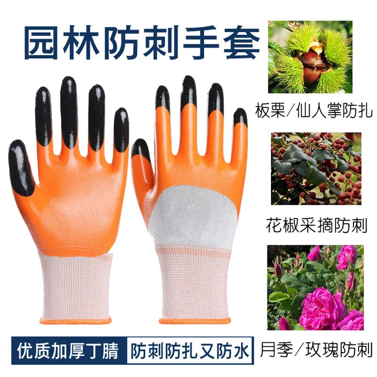 防刺防水园艺手套防滑修剪月季玫瑰采摘板栗花椒仙人球仙人掌均码