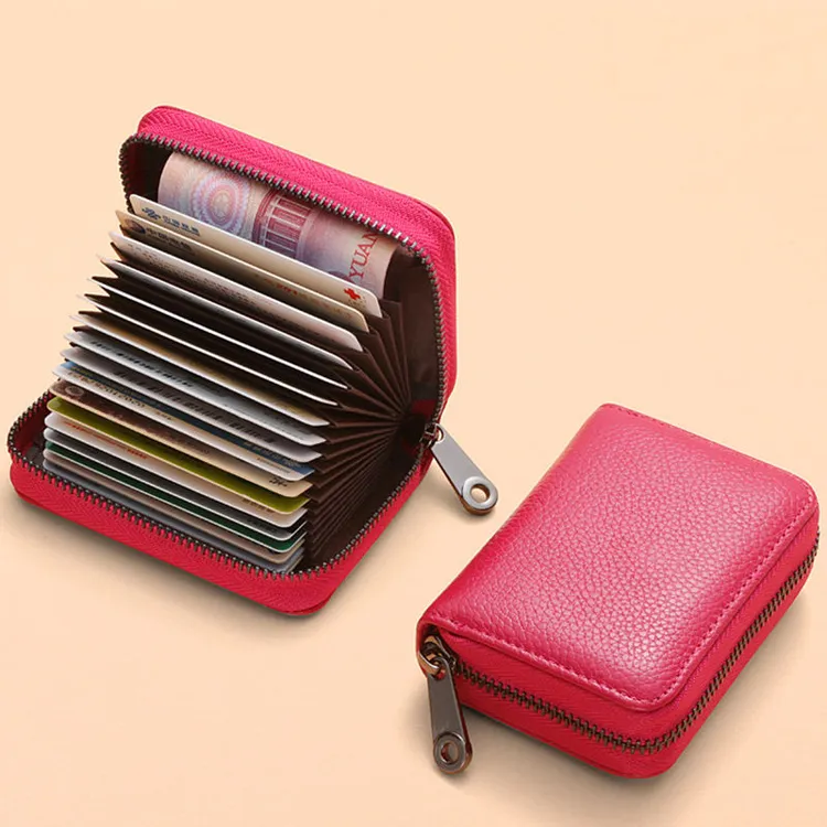 软皮卡包女防消磁防盗刷卡套女式多卡位卡夹拉链款信用证件卡片包