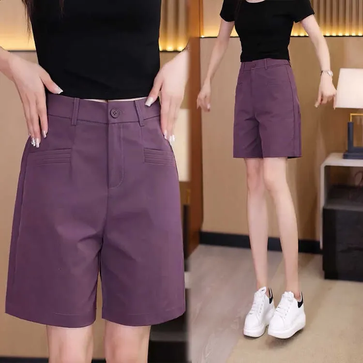 宽松五分西装短裤女夏季直筒2025年新款高腰休闲中裤百搭外穿热裤