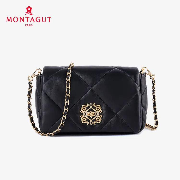 Montagut/梦特娇【秋冬爆款】羊皮翻盖包女士轻奢小香风欧若风包