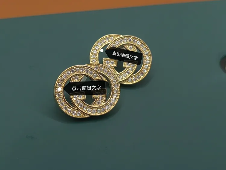 铜合金耳饰 韩版字母耳钉微镶锆石轻奢法式小众高级感925银针