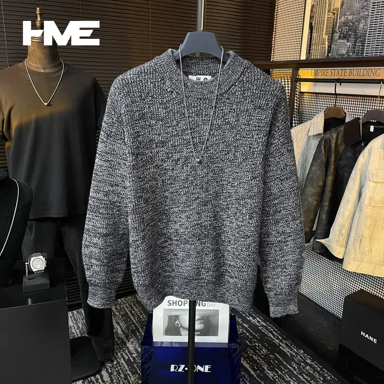 【HMEYAO】冬季高定重磅加厚保暖纯色编织工艺休闲单穿套头针织毛衣