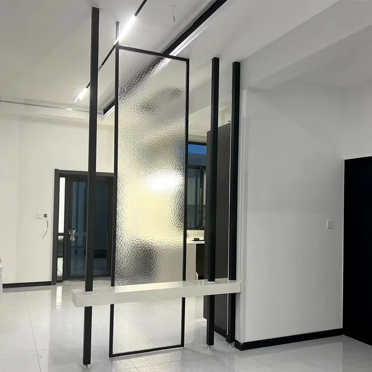 长虹玻璃屏风隔断客厅卧室卫生间遮挡铁艺不锈钢现代入户玄关定制