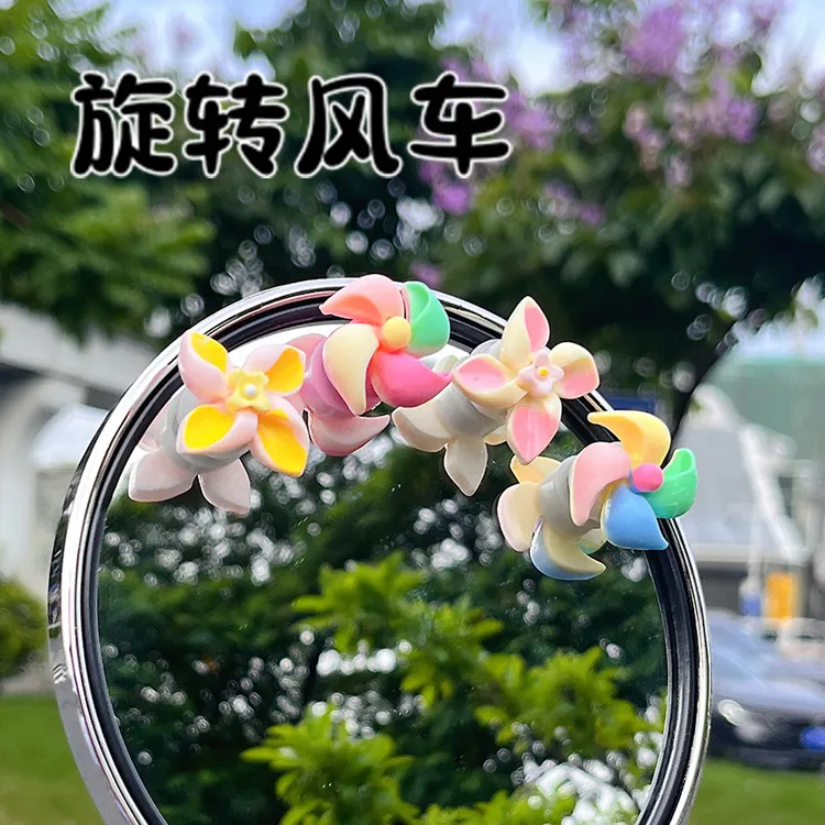 电动车装饰小风车可爱卡通网红旋转治愈系摩托车后视镜装饰小配件