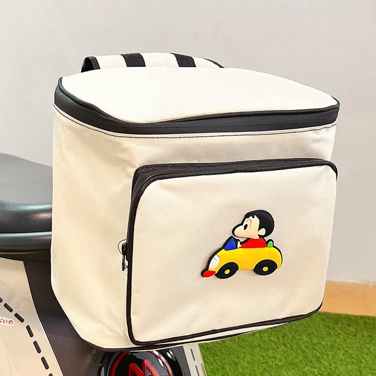 电动车后置储物包可爱卡通电瓶车后尾放头盔雨衣收纳神器防水挂包