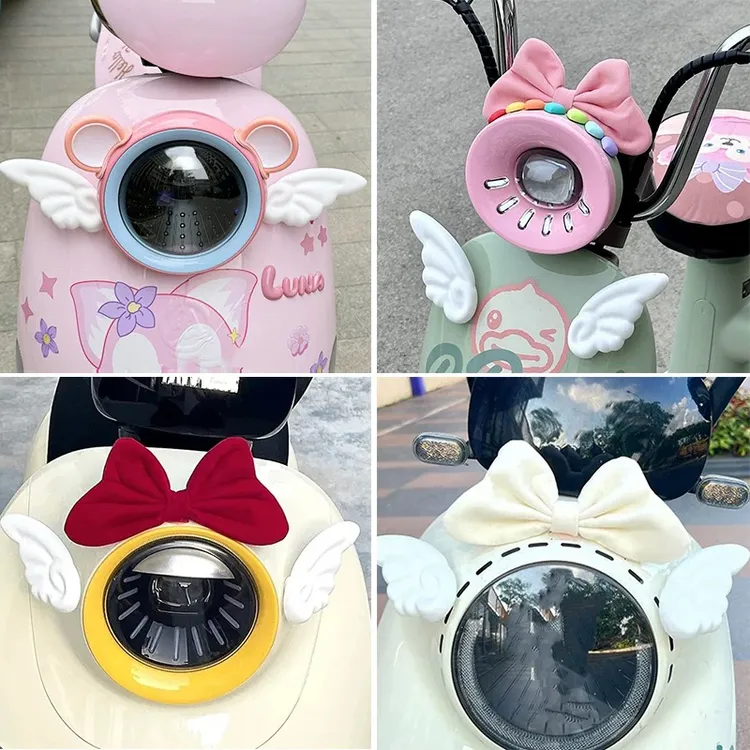 电动车装饰配件翅膀蝴蝶结可爱卡通女生爱玛雅迪电瓶车耳朵装饰品
