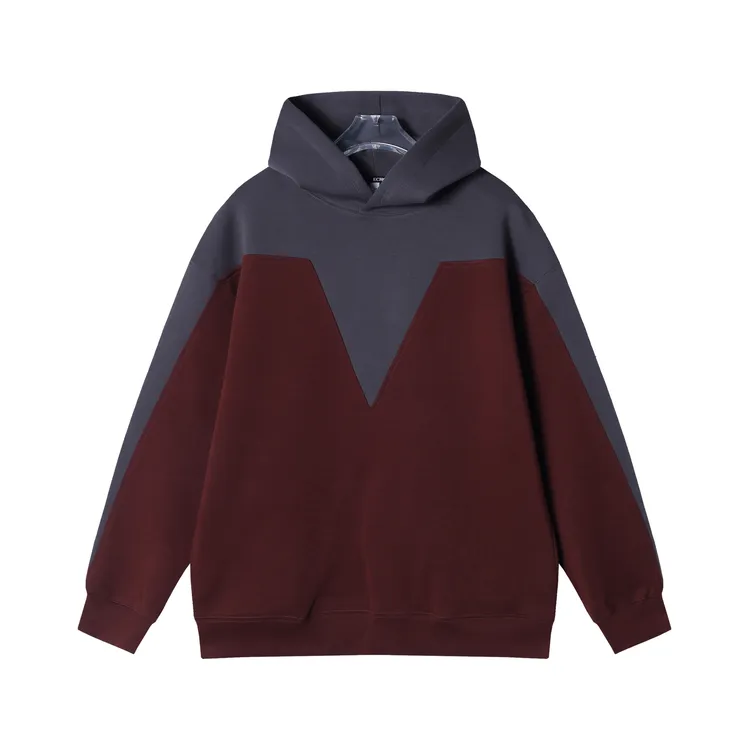 WY555新款时尚个性拼接撞色连帽套头卫衣休闲百搭舒适上衣
