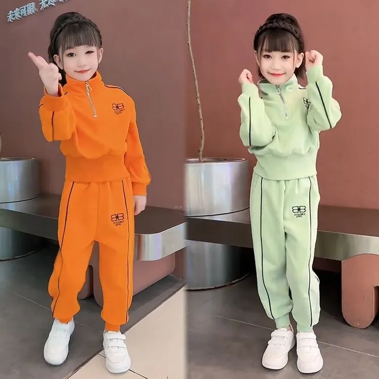 女童秋季套装2025新款儿童休闲运动韩范网红卫衣宽松时尚两件套潮