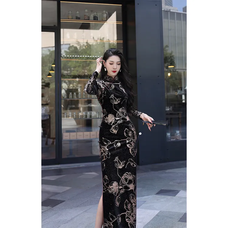 【尤克菲儿】原创高定丝绒国风日常气质显瘦新中式优雅气质旗袍