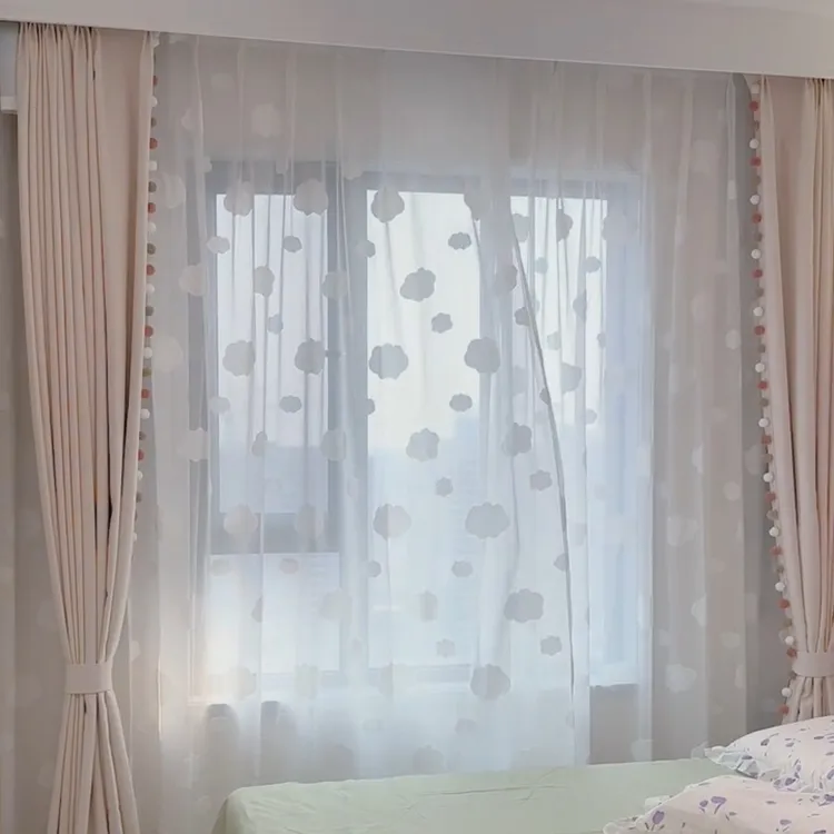 公主风现代简约全遮光柔软窗帘女孩卧室卡通轻奢少女甜美粉色