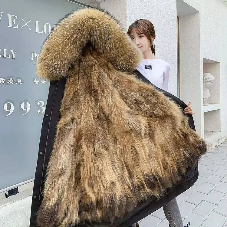 女新款貉子毛内胆大衣可拆卸内胆