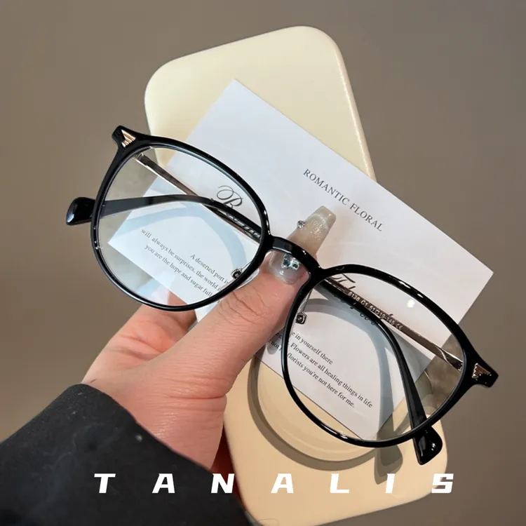 Tanalis「8138」网红TR90圆框黑框近视眼镜女防蓝光平光潮流百搭