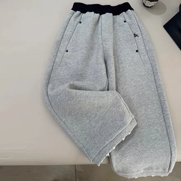 2025女童加厚裤子秋冬季新款时尚直筒裤休闲裤女孩中大童加绒卫裤